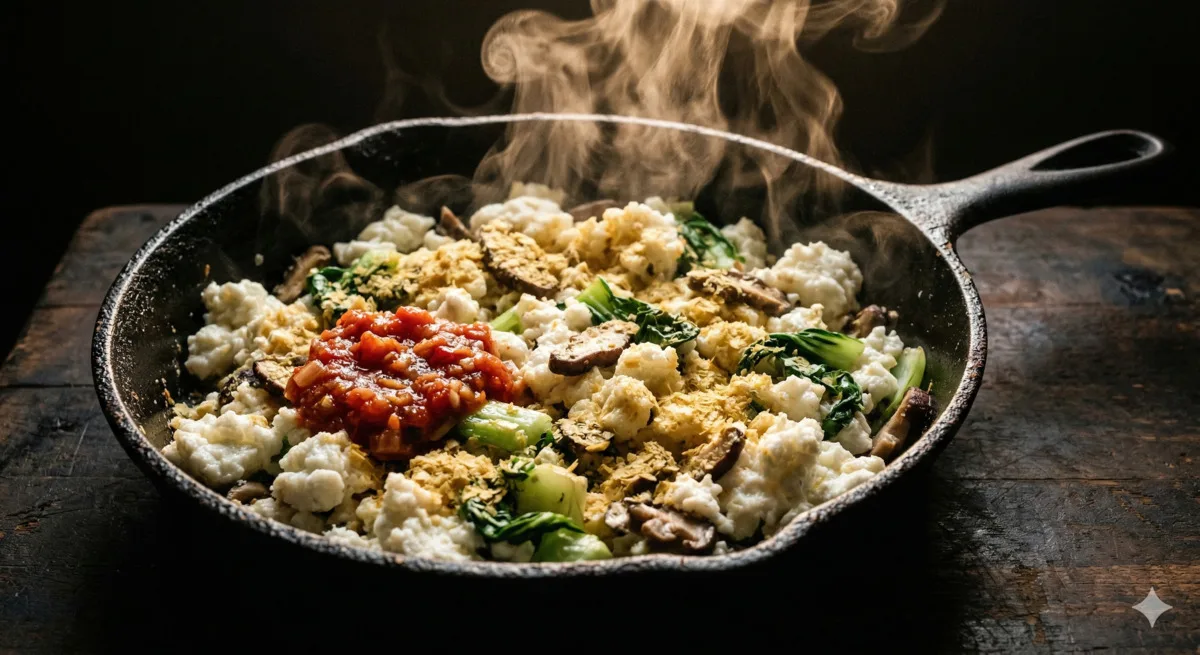 Cast Iron Nooch Egg White Scramble (185 Cal, 30g Protein)