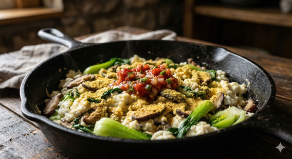 Cast Iron Nooch Egg White Scramble (185 Cal, 30g Protein)