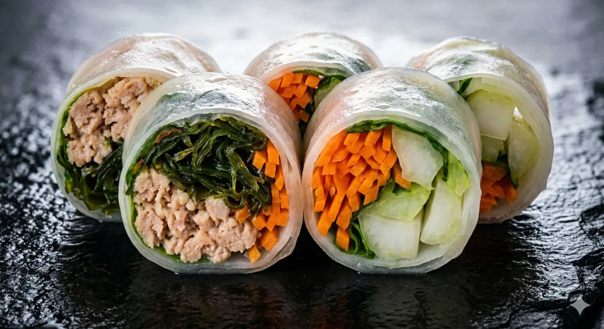 Ground Chicken Wakame Rice Paper Rolls (320 Cal, 30g Protein)