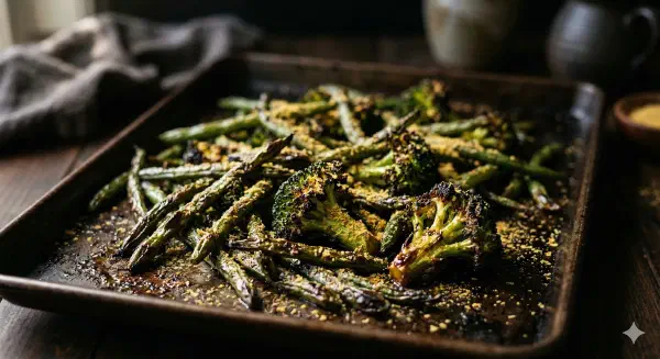 Miso-Glazed Green Beans and Broccoli (90 Cal)