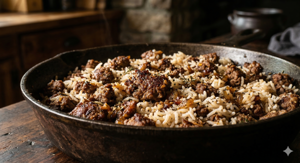 One-Skillet Ground Beef and Rice (450 Cal, 40g Protein)