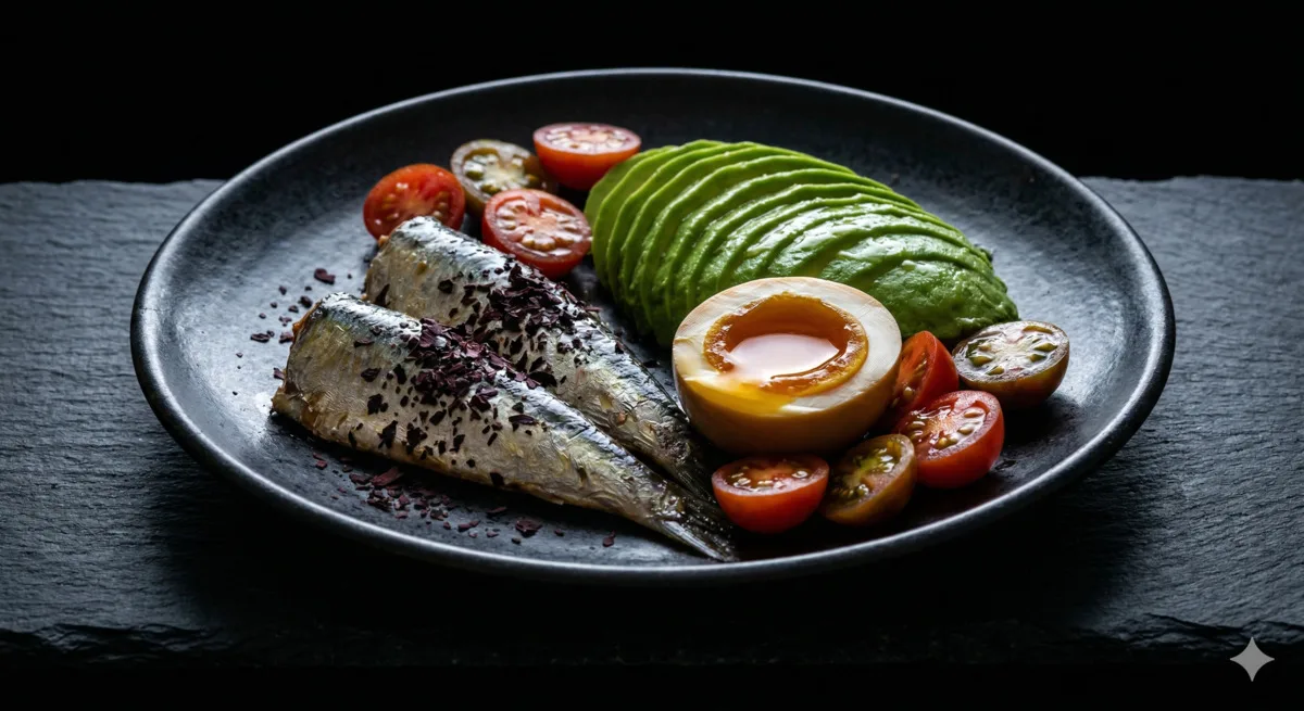 Sardine Avocado Breakfast Plate (410 Cal, 33g Protein)