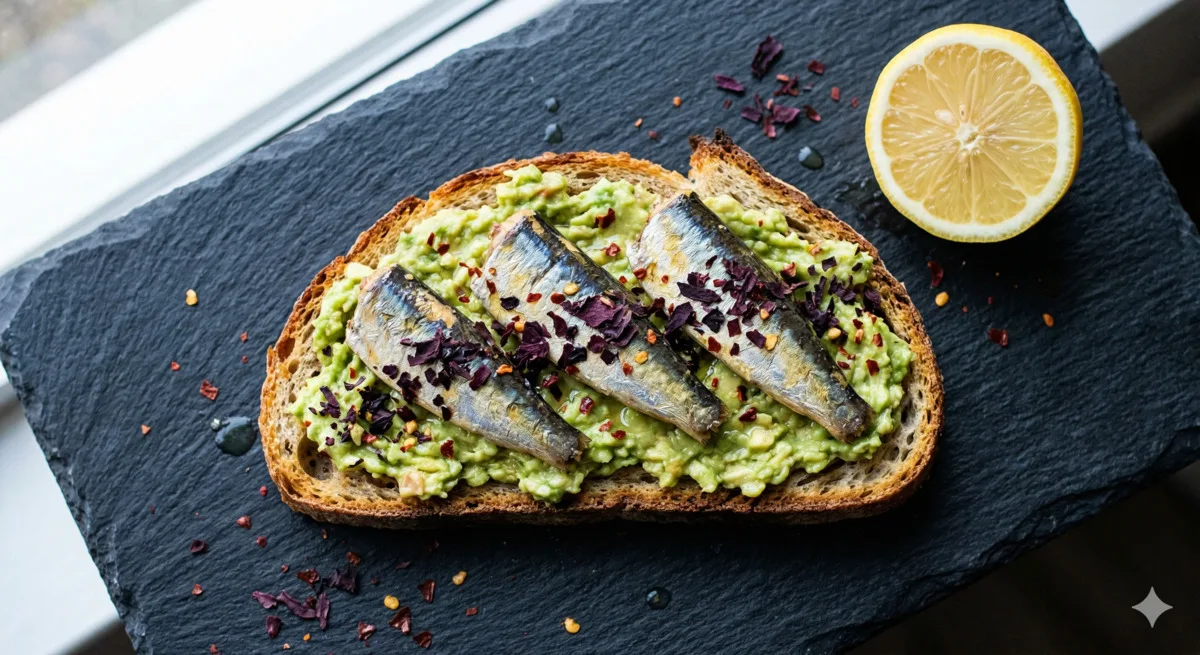 Sardine Avocado Toast (420 Cal, 31g Protein, 100% DV Calcium)