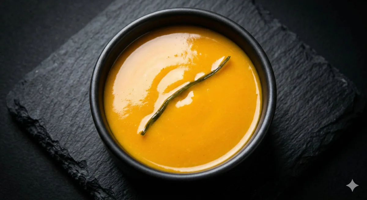 Carrot miso dipping sauce in a glass jar