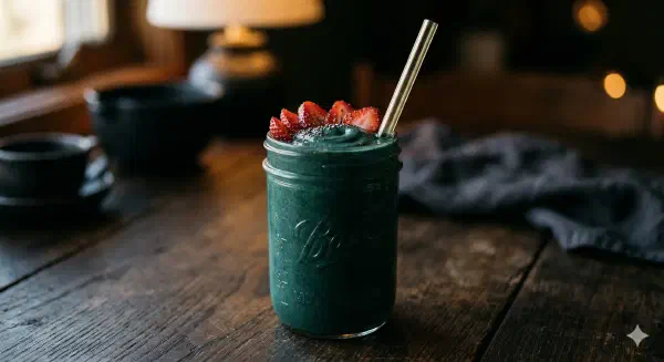 Spirulina Protein Smoothie with Fisetin Strawberries (255 Cal, 35g Protein)